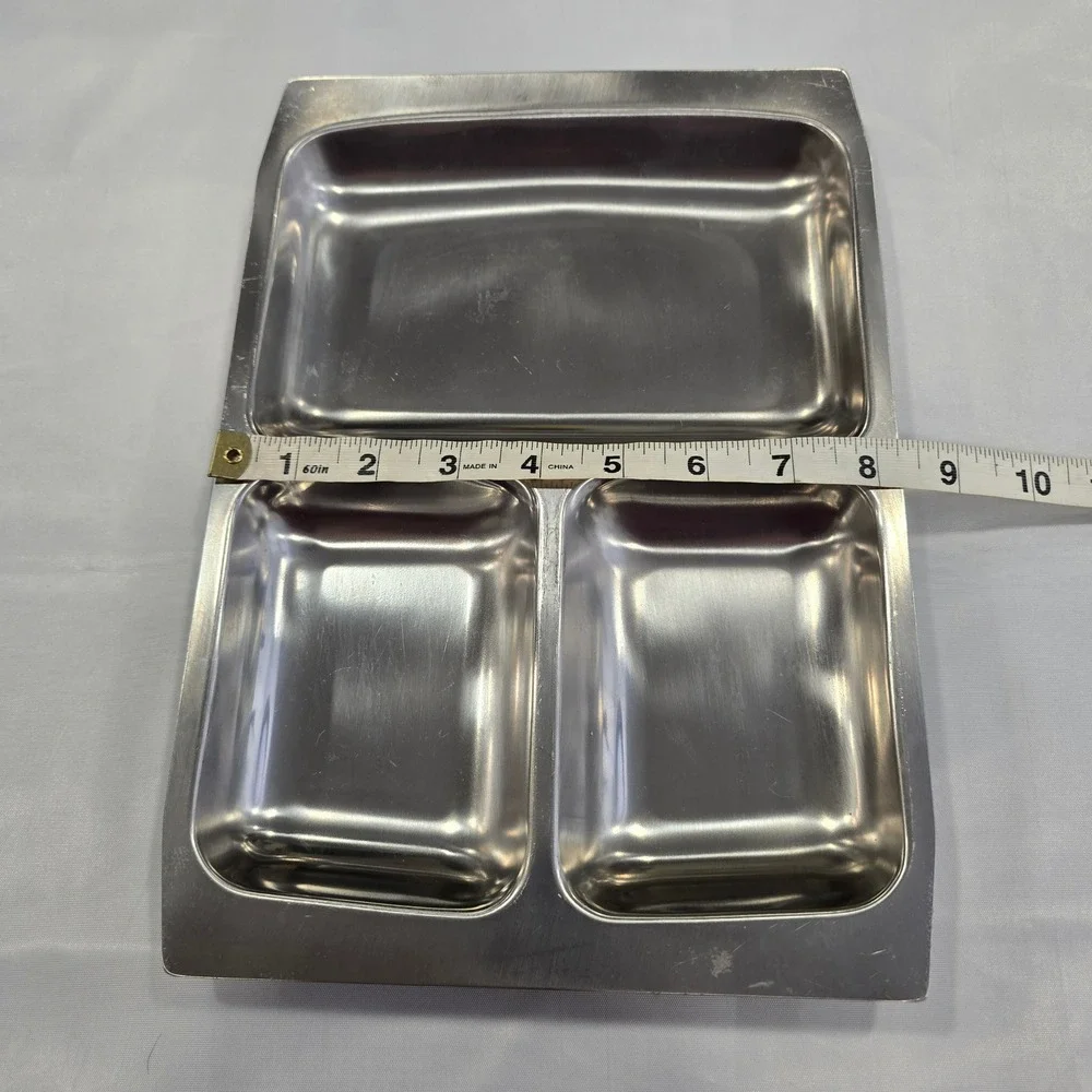 Selandia Serving Tray 11.5x8.5 Silver Stainless Steel 18/8 3 Compartment MCM